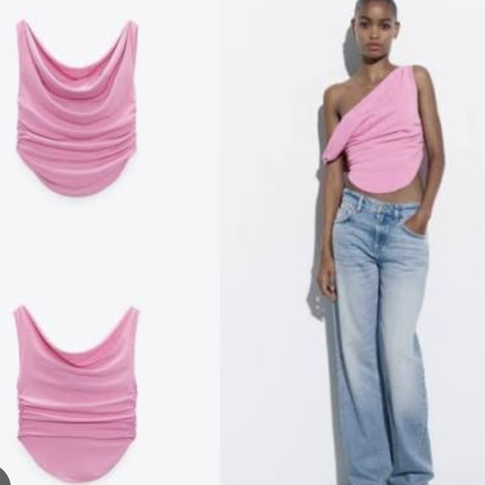 Zara Soft Pink Gathered Blouse